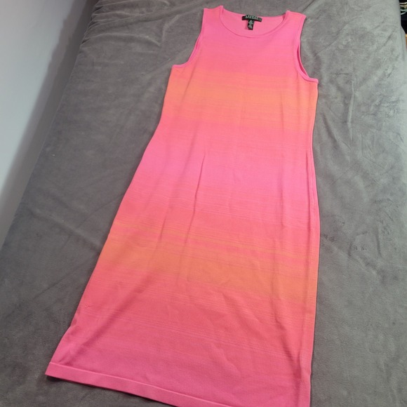 Lauren Ralph Lauren Dresses & Skirts - Lauren Ralph Lauren Women Pink Orange Ombre Knit Sheath Dress Medium Sunset Midi